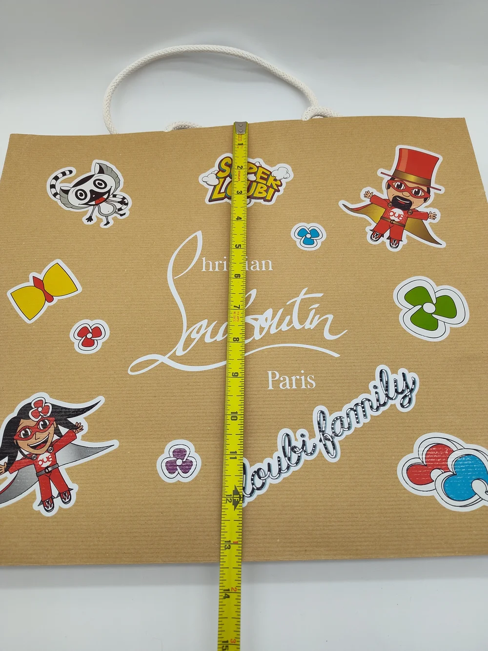 CHRISTIAN LOUBOUTIN Super Loubi Family Shopping Gift Bag Large Kraft Red EUC
